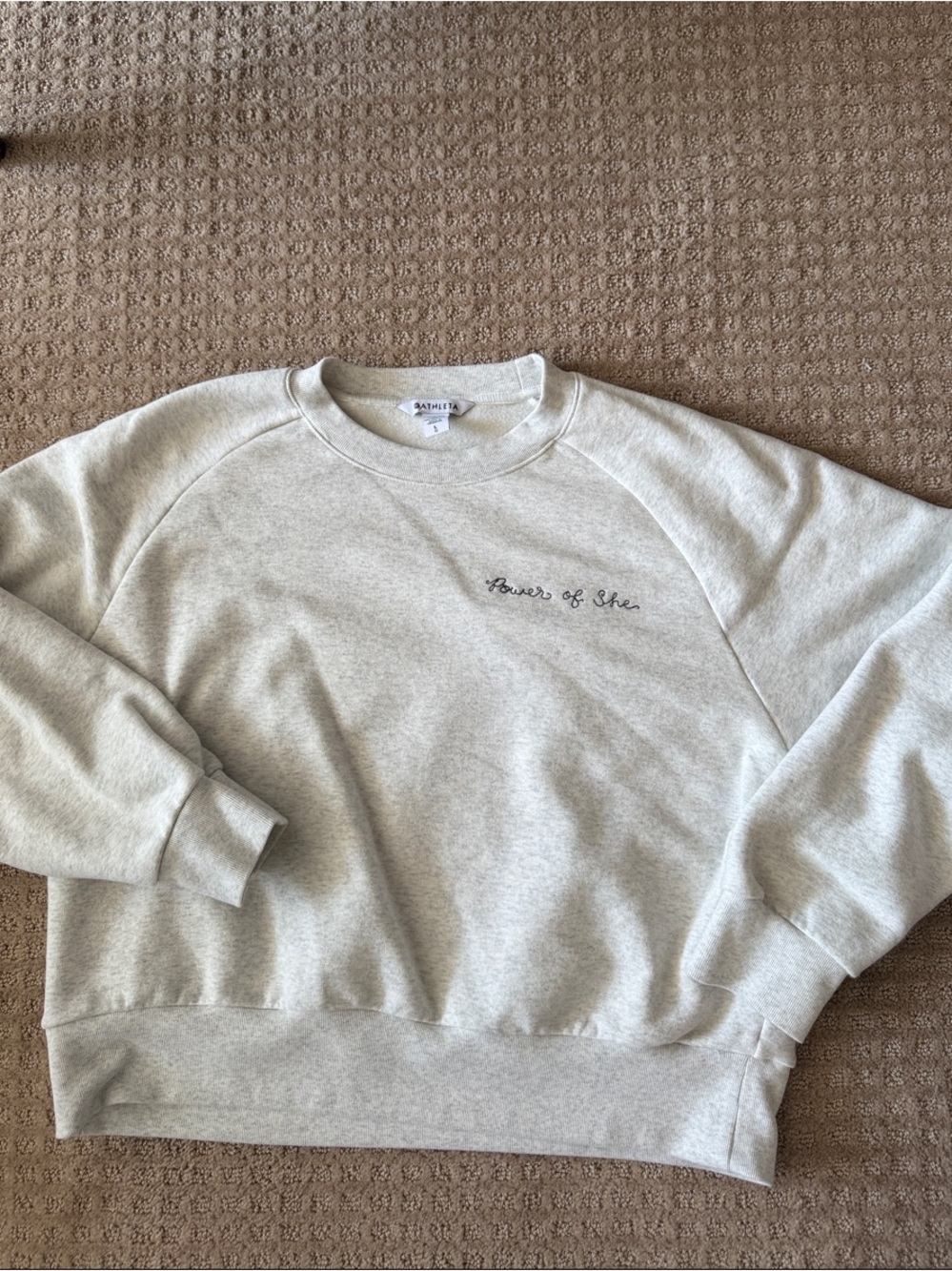 Lou & Grey Light Gray Crewneck Sweatshirt with Script Chest Detail